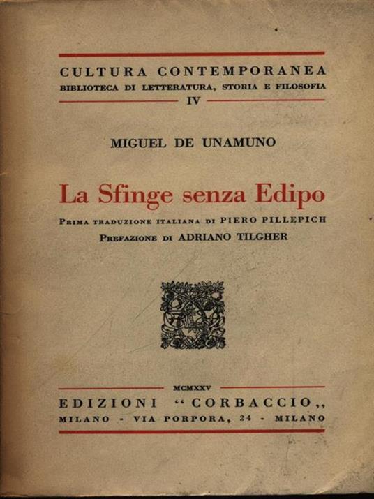 La Sfinge senza Edipo - Miguel de Unamuno - copertina