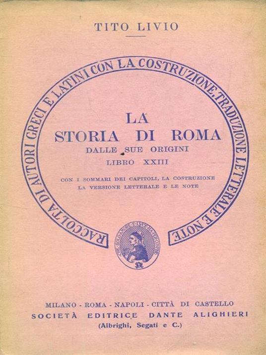 La storia di Roma dalle sue origini Libro XXIII - Tito Livio - copertina