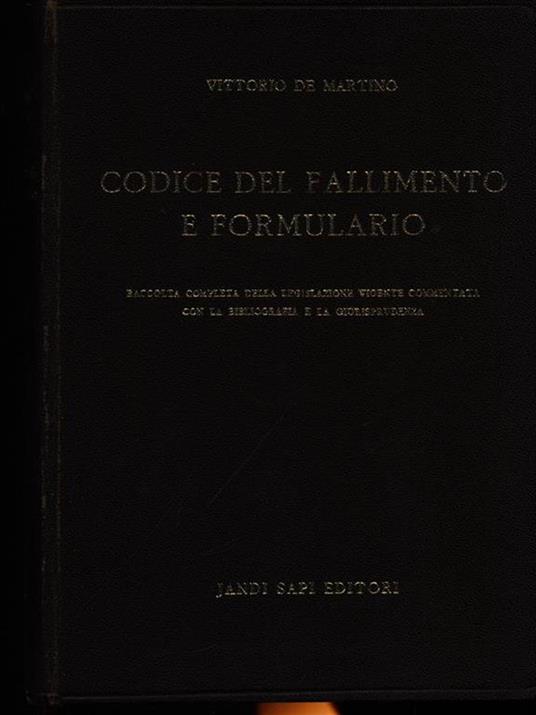 Codice del fallimento e formulario - Vittorio De Martino - copertina