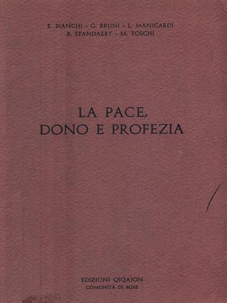 La pace, dono e profezia - copertina