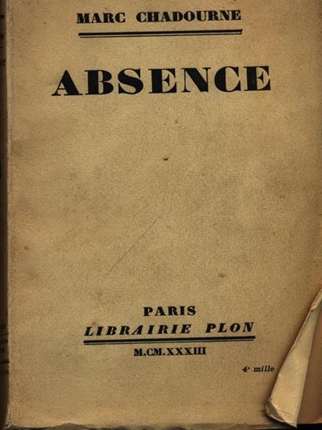 Absence - Marc Chadourne - copertina