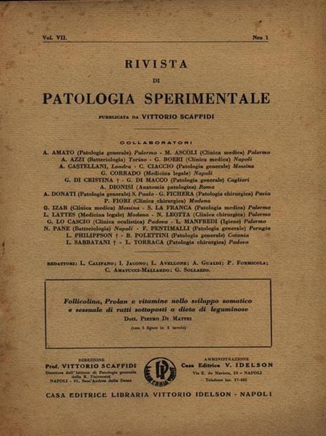 Follicolina, Prolan e vitamine nello sviluppo somatico e sessuale di ratti - Estratto - Pietro Di Mattei - 2