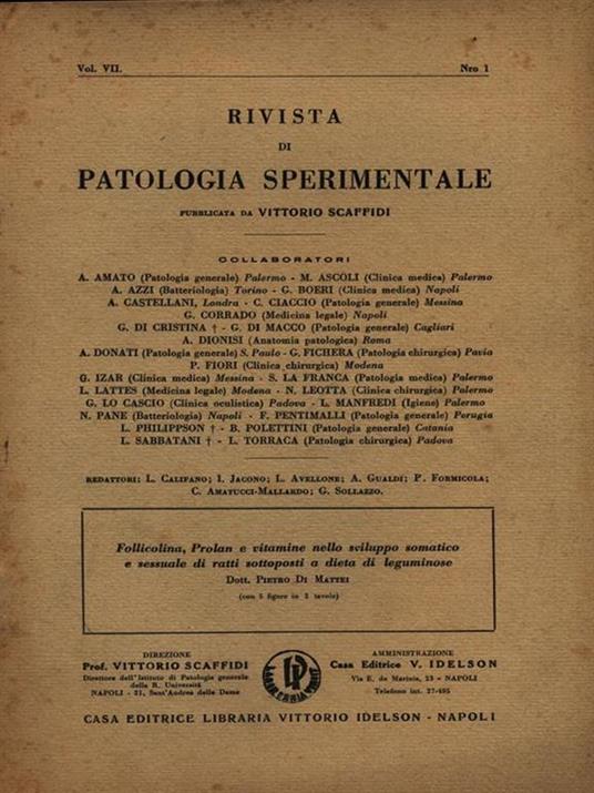 Follicolina, Prolan e vitamine nello sviluppo somatico e sessuale di ratti - Estratto - Pietro Di Mattei - 2