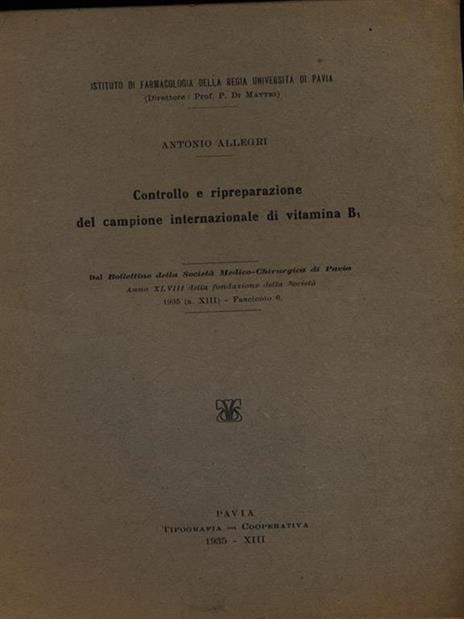 Controllo e ripreparazione del campione internazionale di vitamina B1. Estratto - Antonio Allegri - 4