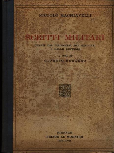 Scritti militari - Niccolo' Machiavelli - copertina