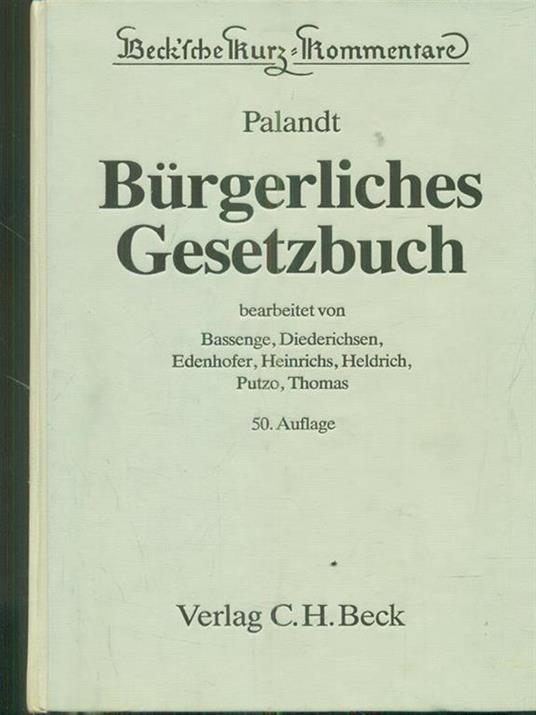 Burgerliches Gesetzbuch. 50 Auflage - copertina