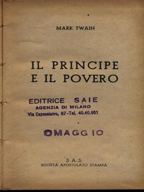 Il principe e il povero - Mark Twain - copertina