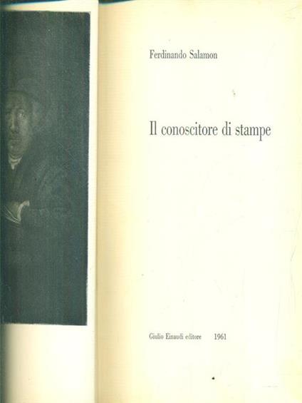 Il  conoscitore di stampe - Ferdinando Salamon - copertina