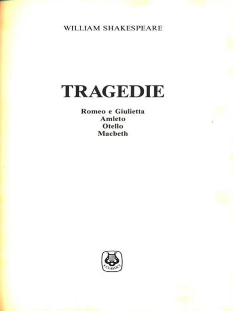 Tragedie - William Shakespeare - copertina