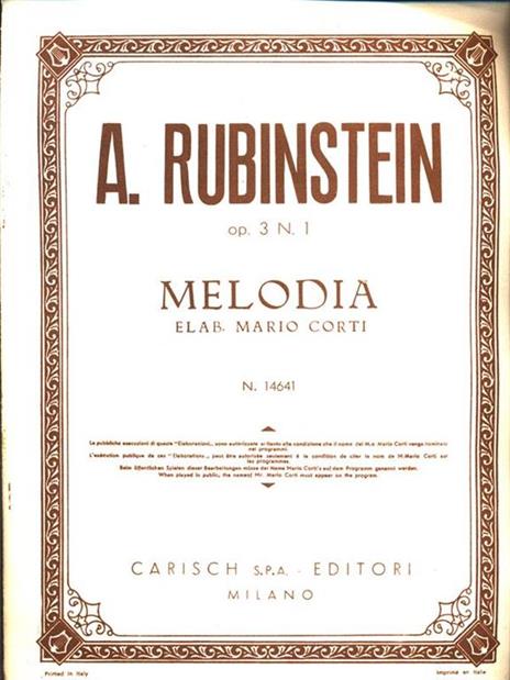 Op. 3 N. 1 Melodia elab. Mario Corti - Antoine Rubinstein - 3