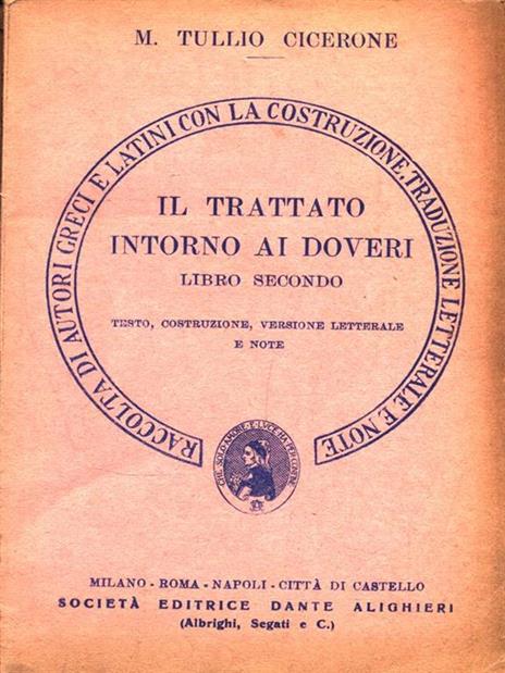 Il trattato intorno ai doveri. Libro secondo - M. Tullio Cicerone - copertina