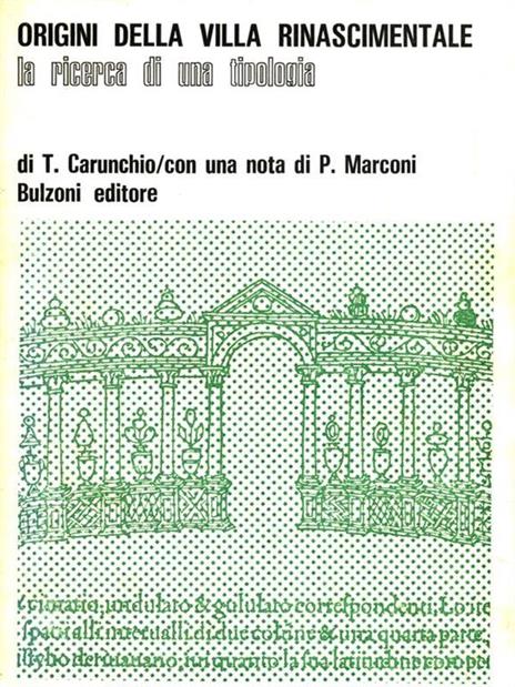 Origini della Villa Rinascimentale - Tancredi Carunchio - copertina