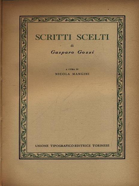 Scritti scelti - Gasparo Gozzi - copertina