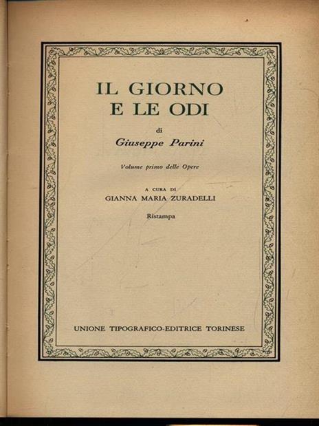 Il giorno e le odi - Giuseppe Parini - copertina