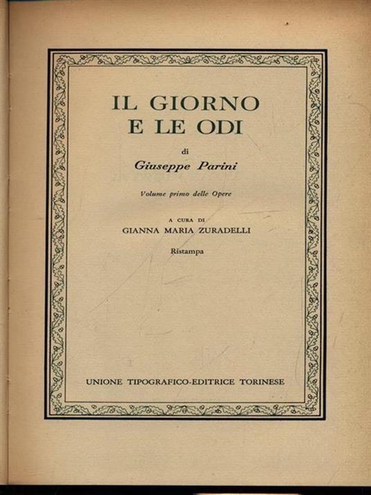 Il giorno e le odi - Giuseppe Parini - copertina