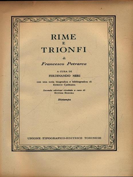 Rime e trionfi - Francesco Petrarca - copertina