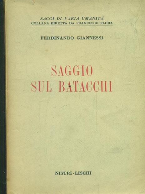 Saggio sul Batacchi - Ferdinando Giannessi - copertina