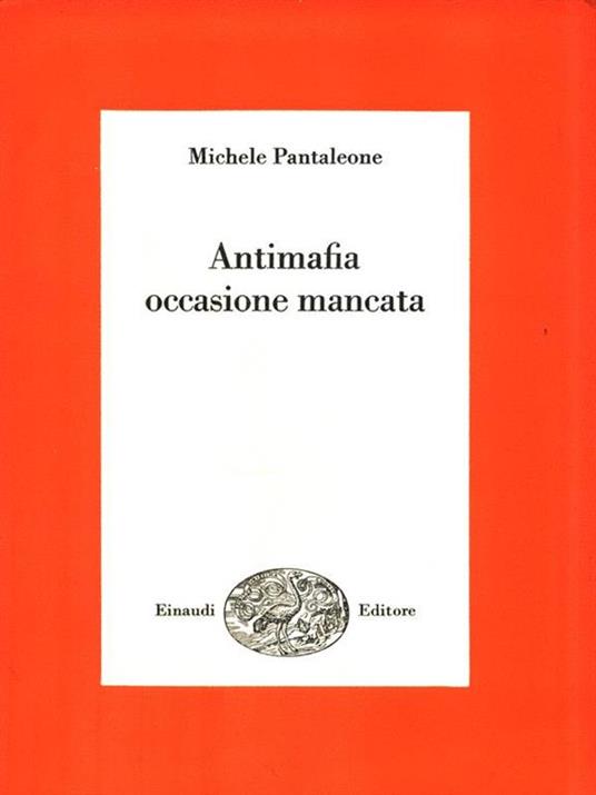 Antimafia occasione mancata - Michele Pantaleone - copertina