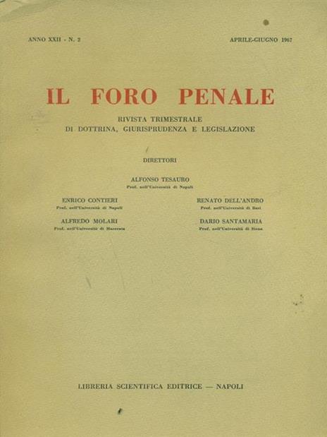 Il  foro penale n. 2 Aprile. Giugno 1967 - 3