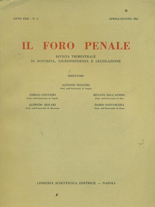 Il  foro penale n. 2 Aprile. Giugno 1967 - 3