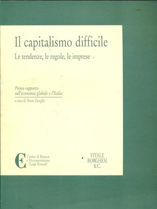 Il capitalismo difficile - Mario Deaglio - copertina