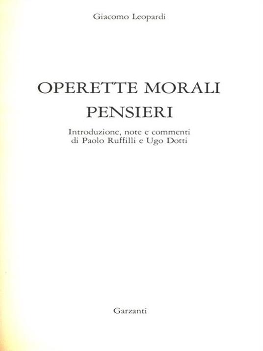 Operette morali - Giacomo Leopardi - copertina