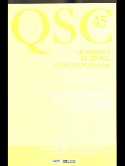Quaderno di storia contemporanea 45/ 2009 - copertina