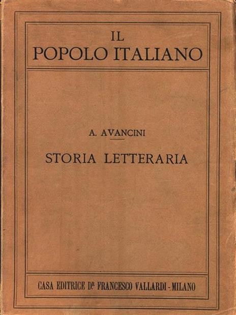 Il popolo italiano. Storia letteraria - Avancinio Avancini - copertina