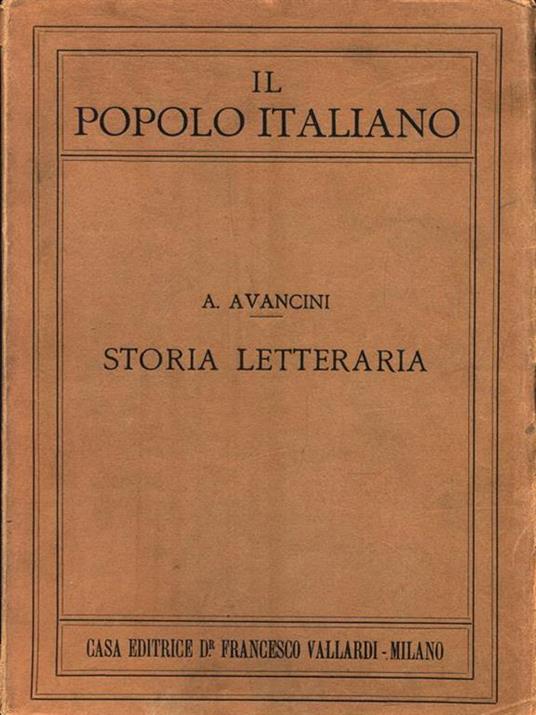 Il popolo italiano. Storia letteraria - Avancinio Avancini - copertina