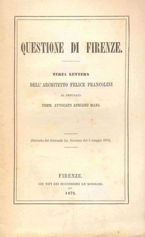 Questione di Firenze - Felice Francolini - copertina
