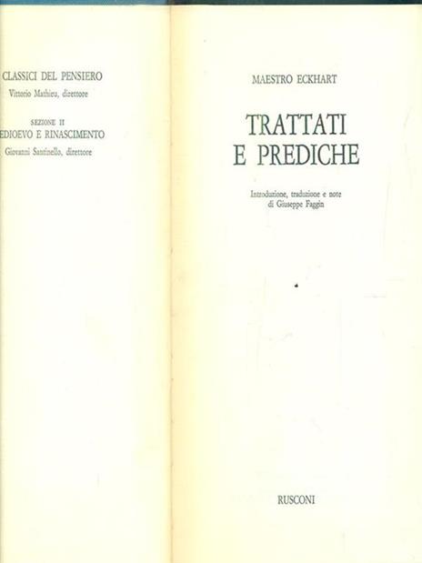 Trattati e prediche - Eckhart - copertina