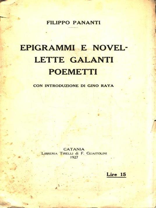 Epigrammi e novellette gaslanti poemetti - Filippo Pananti - copertina