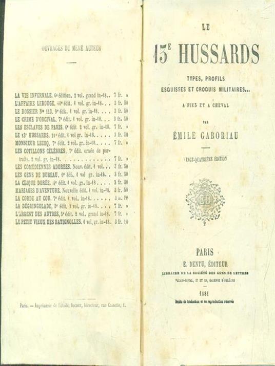 Le  13e hussards Types, profils, esquisses et croquis militaires - Émile Gaboriau - 2