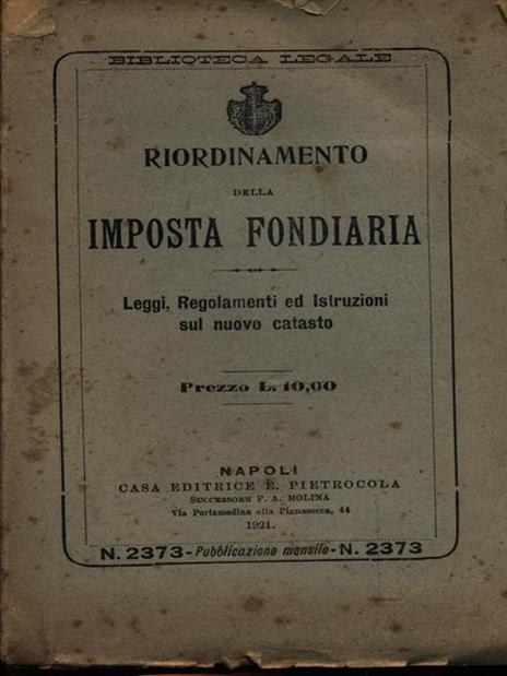 Riordinamento della imposta fondiaria - copertina