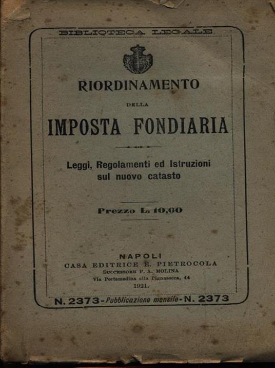 Riordinamento della imposta fondiaria - copertina