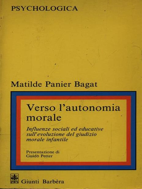 Verso l'autonomia morale - Matilde Panier Bagat - copertina