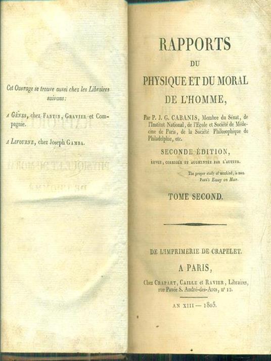 Rapports du physique et du moral de l'homme. Tome second - 3