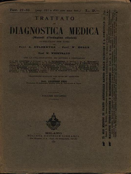 Trattato di diagnostica medica fasc. 29-30 - copertina