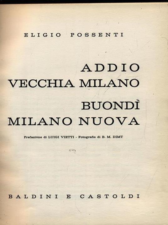 Addio vecchia Milano Buondì Milano Nuova - Eligio Possenti - copertina