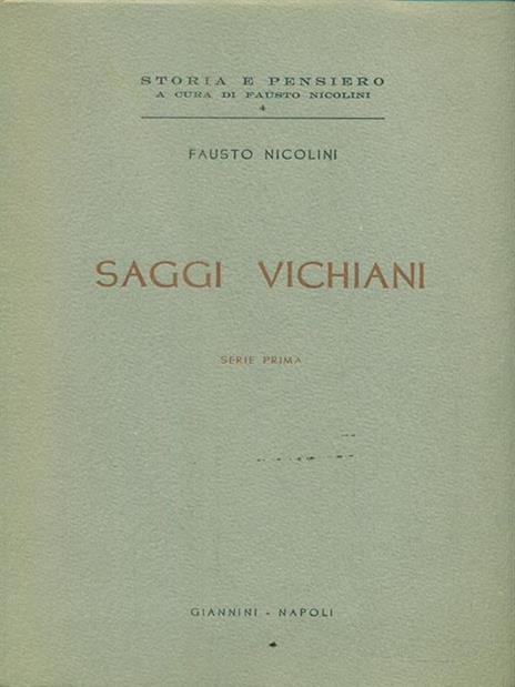 Saggi vichiani. Serie prima - Fausto Nicolini - copertina