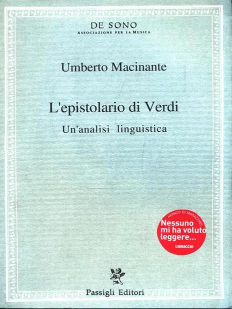 L' epistolario di Verdi. Un'analisi linguistica - Umberto Macinante - copertina