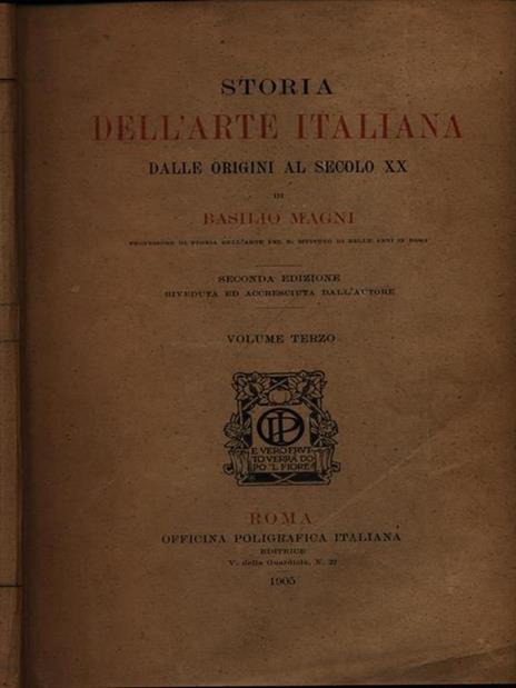 Storia dell'arte italiana vol. III - Basilio Magni - copertina