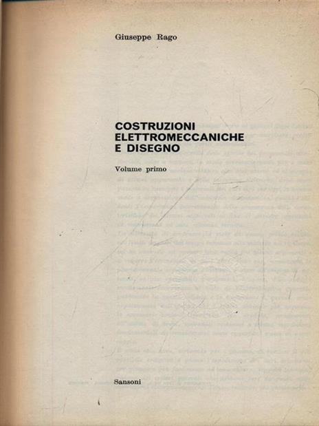 Costruzioni elettromeccaniche e disegno vol. 1 - Giuseppe Rago - copertina