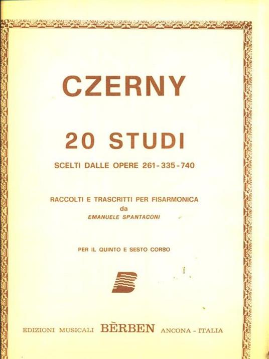 20 studi scelti dalle opere 261-335-740 - Carl Czerny - copertina