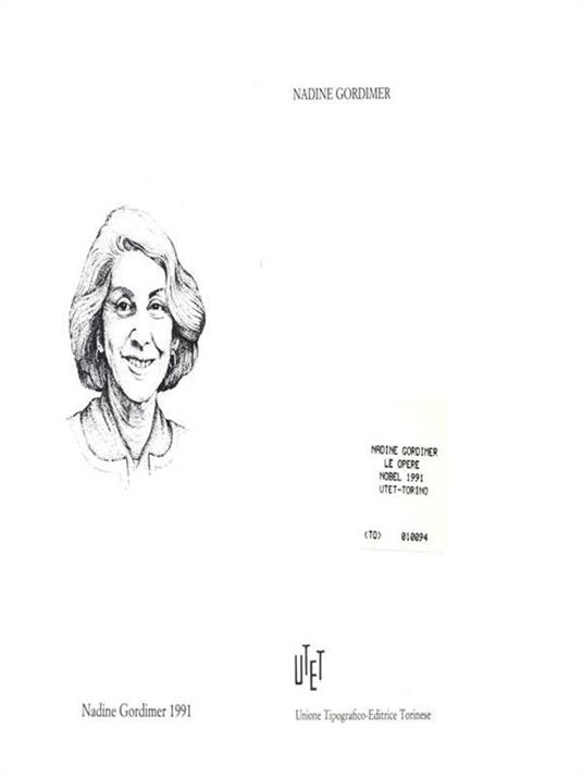 Nadine Gordimer. Premio Nobel 1991 - copertina