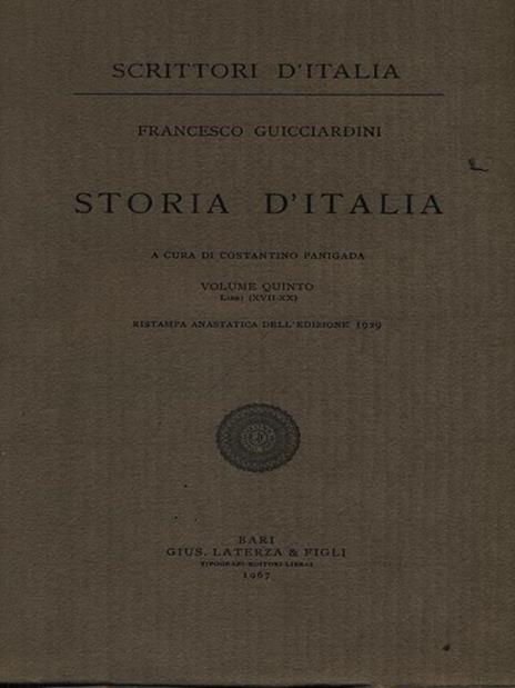 Storia d'Italia vol. 5 (Libri XVII-XX) - Francesco Guicciardini - copertina