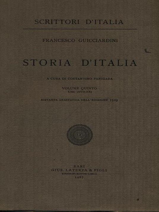 Storia d'Italia vol. 5 (Libri XVII-XX) - Francesco Guicciardini - copertina