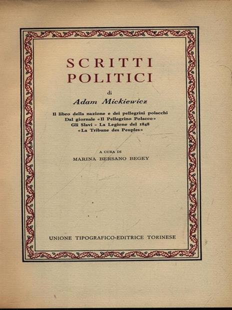Scritti politici - Adam Mickiewicz - copertina