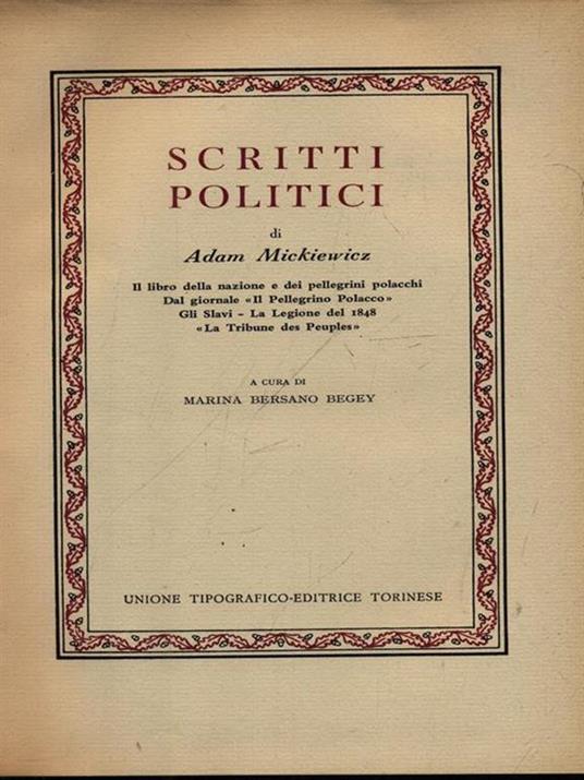 Scritti politici - Adam Mickiewicz - copertina