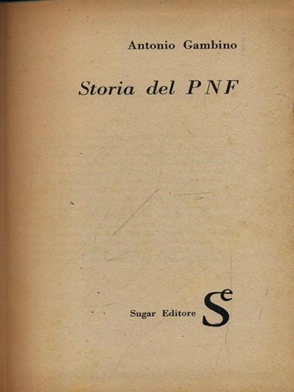 Storia del P N F - Antonio Gambino - copertina